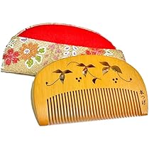 国産本つげ飾り櫛 透かし彫り 青海波　波に千鳥 Amazon | 本つげ 上質仕上げ 半月 ツタ透かし彫り とかし櫛 ケース付き